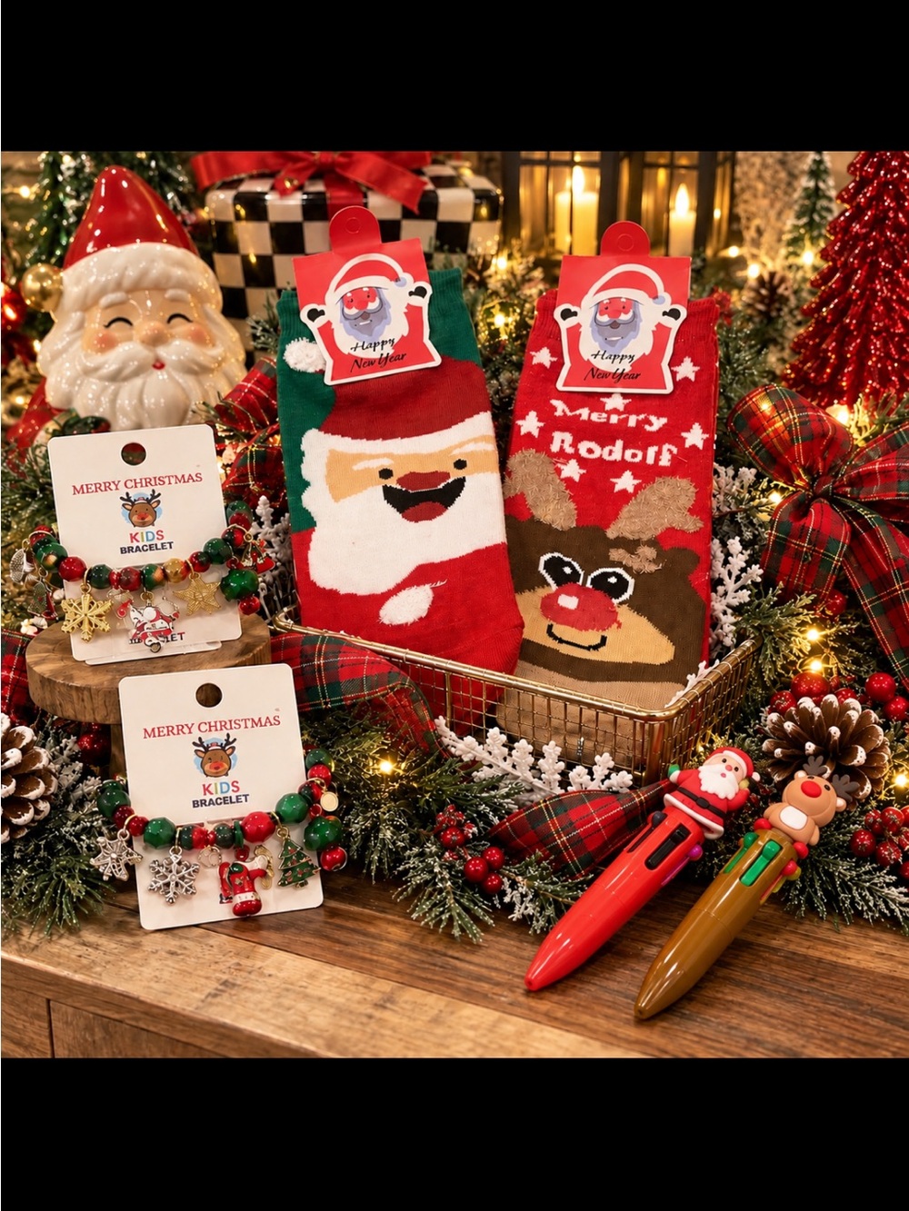 Holiday Bundle Including Socks, Bracelets and Pens